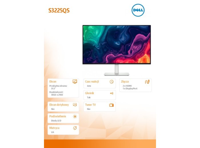 Monitor S3225QS 31.5 cala VA 4K/HDMI/DP/Głośniki/3Y