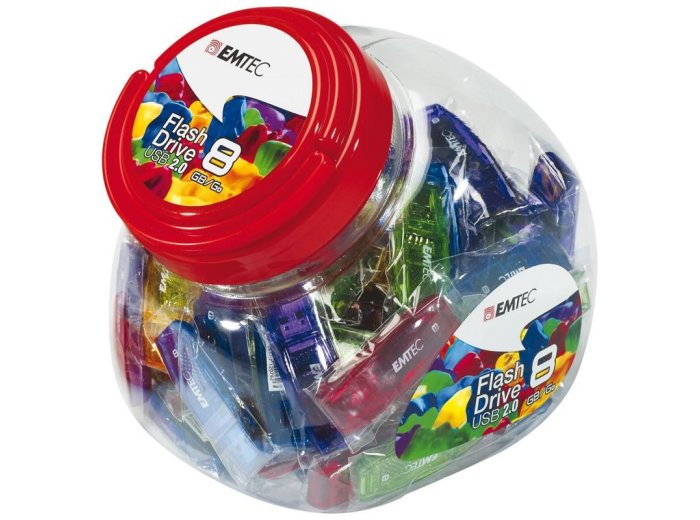 Emtec C410 Color Mix - Candy Jar 2.0 pamięć USB 8 GB USB Typu-A Niebieski, Zielony, Fioletowy, Czerwony, Żółty