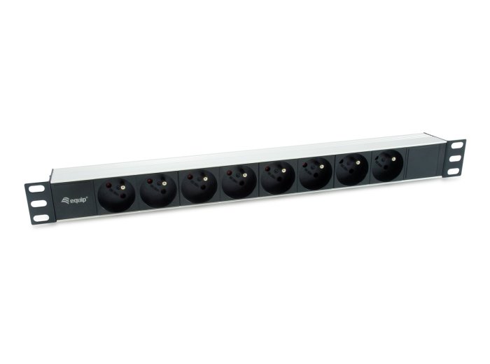 Equip 333313 rozdzielacz zasilania PDU 8 x gniazdo sieciowe 1U Czarny, Srebrny