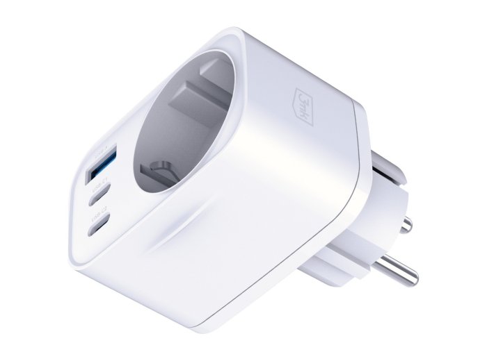 Adapter sieciowy Hyper Charger 30W 1xUSB-A 2xUSB-C 1x Schuko PD  QC 3.0 białt