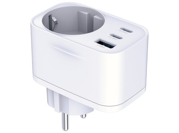 Adapter sieciowy Hyper Charger 30W 1xUSB-A 2xUSB-C 1x Schuko PD  QC 3.0 białt