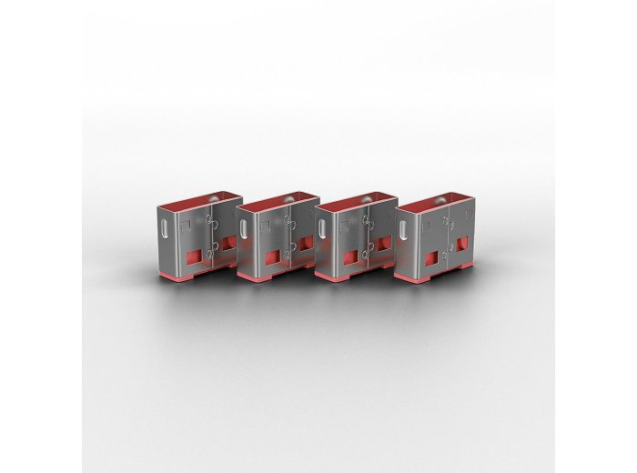 Lindy 40450 bloker portów Blokada portu + klucz USB Typu-A Różowy Kopolimer akrylonitrylo-butadieno-styrenowy (ABS) 5 szt.