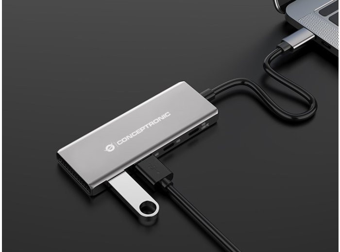 Conceptronic HUBBIES15G huby i koncentratory USB 3.2 Gen 2 (3.1 Gen 2) Type-C 10000 Mbit/s Szary