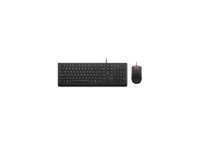Zestaw klawiatury i myszy Lenovo Essential Wired Combo, Przewodowe, Mysz w zestawie, Czarny