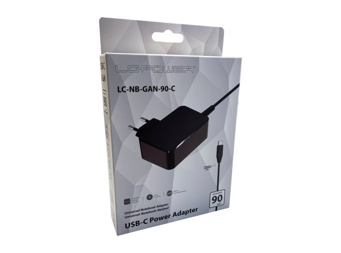 LC-Power LC-NB-GAN-90-C ładowarka do urządzeń przenośnych Laptop Czarny Prąd przemienny Wewnętrzna