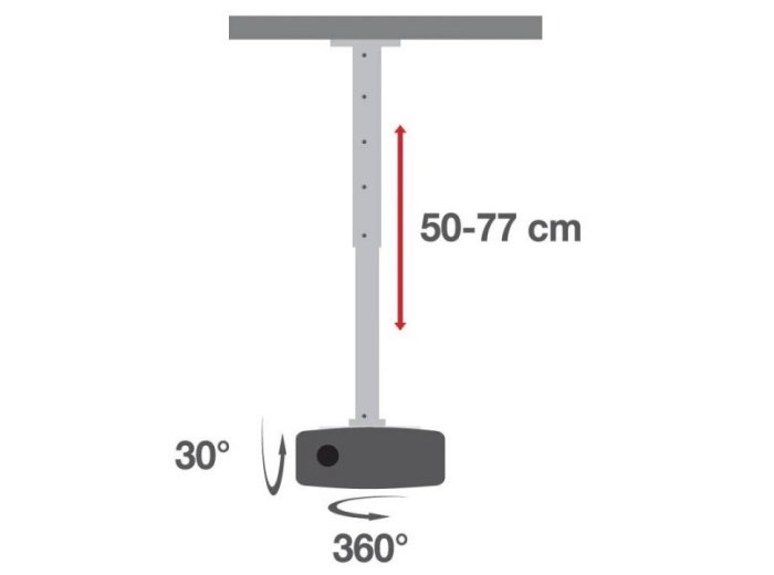 Ramię do projektora 50-77cm sufitowe, 15kg białe