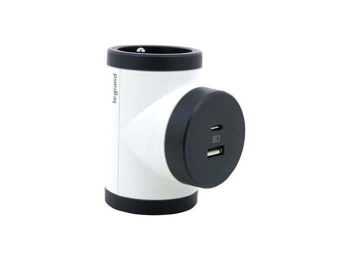 Rozgałęziacz  obrotowy 2xP+Z +USB AC-B/C