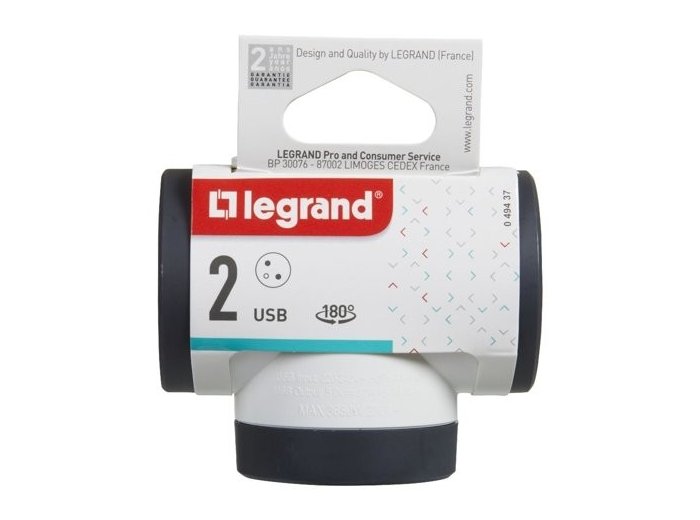 Rozgałęziacz  obrotowy 2xP+Z +USB AC-B/C