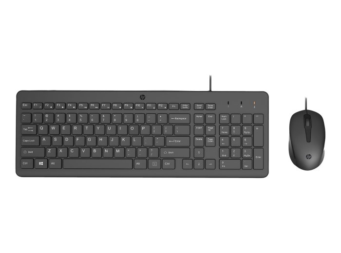 Zestaw klawiatura + mysz HP 150 Wired Mouse and Keyboard przewodowe czarne Niemiecki układ klawiszy 240J7AA#ABD