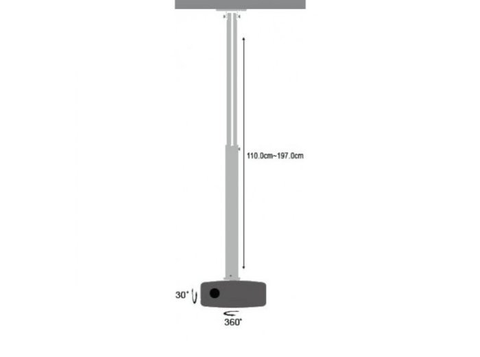 Ramię do projektora 110 -190cm sufitowe, 15kg, srebrne