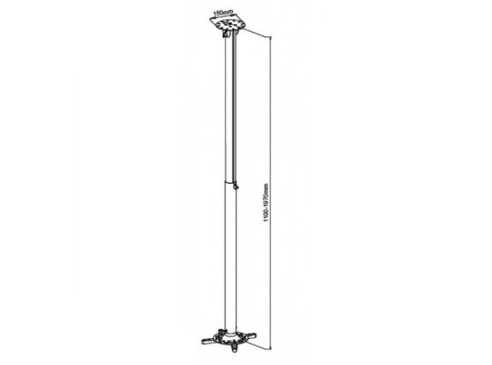 Ramię do projektora 110 -190cm sufitowe, 15kg, srebrne