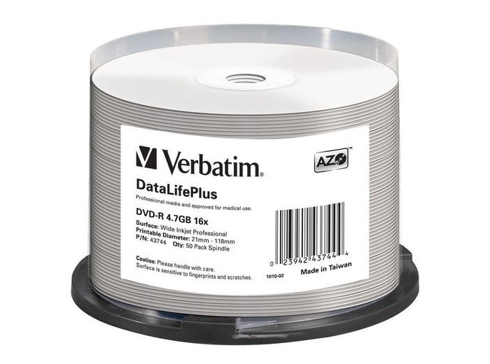 DVD-R 16x 4.7GB 50P CB Printable AZO DL+ NO ID