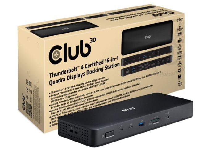 CLUB3D CSV-1583 stacja dokująca Przewodowa Thunderbolt 4 Czarny