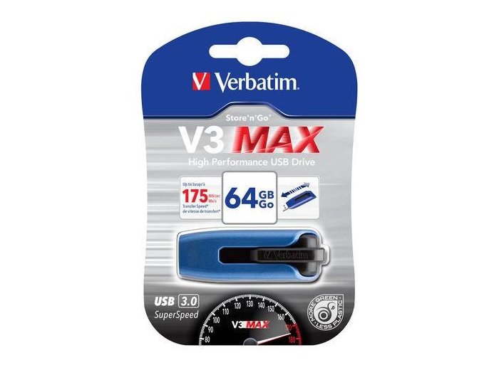 Verbatim Store 'n' Go V3 Max pamięć USB 64 GB USB Typu-A 3.2 Gen 1 (3.1 Gen 1) Niebieski