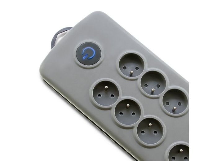 Listwa antyprzepięciowa Quick Switch, 8 gniazd, 2,5m, szara
