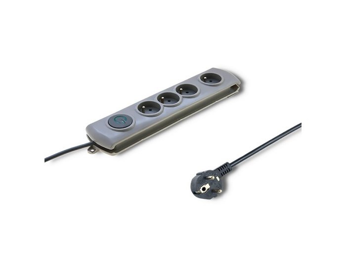 Listwa antyprzepięciowa Quick Switch, 4 gniazda, 1,5m, szara