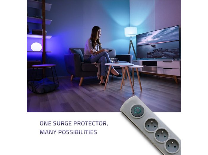 Listwa antyprzepięciowa Quick Switch, 4 gniazda, 1,5m, szara