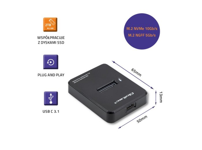 Stacja dokująca dysków SSD M.2 SATA / PCIe | NGFF / NVMe | USB 3.1