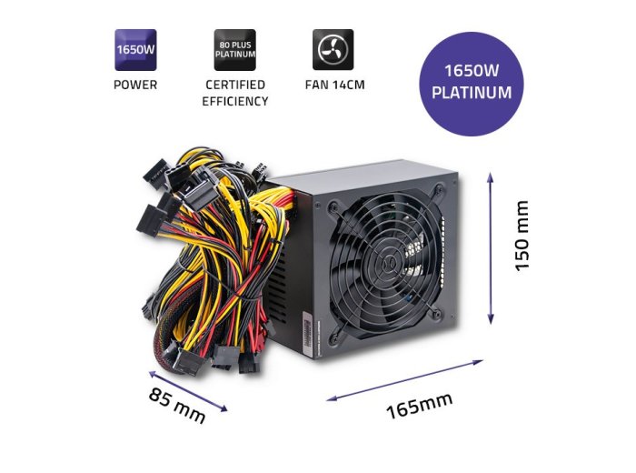 Qoltec Wydajny Zasilacz ATX 1650W | 80 Plus Platinum