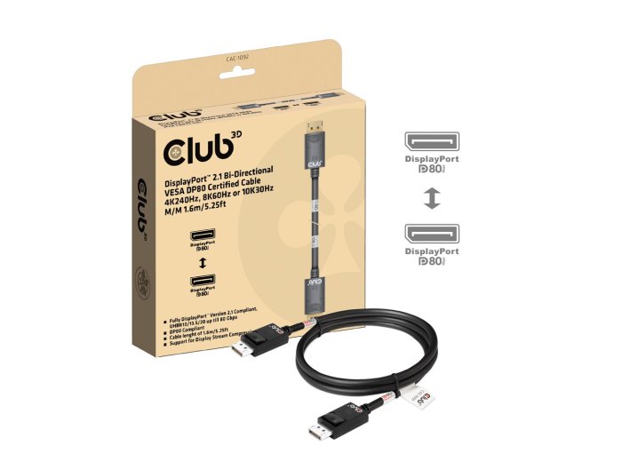 CLUB3D CAC-1092 kabel DisplayPort 1,6 m Czarny