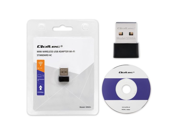 Ultraszybki bezprzewodowy mini adapter USB Wi-Fi | standard AC | 650Mbps