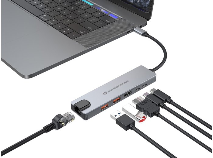 Conceptronic DONN29G stacja dokująca Przewodowa USB 3.2 Gen 2 (3.1 Gen 2) Type-C Szary