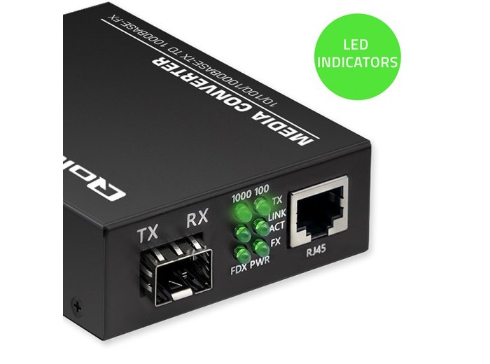 Dwukierunkowy Media Konwerter SWITCH Ethernet 1x RJ45 1x SFP | 1000Mb/s | 5V