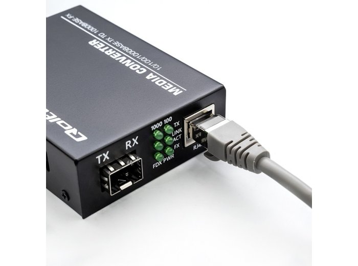 Dwukierunkowy Media Konwerter SWITCH Ethernet 1x RJ45 1x SFP | 1000Mb/s | 5V