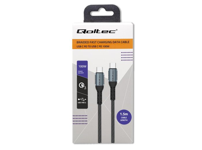 Kabel USB 2.0 typ C | USB 2.0 typ C 100W | QC 3.0| PD | 1.5m | Czarny