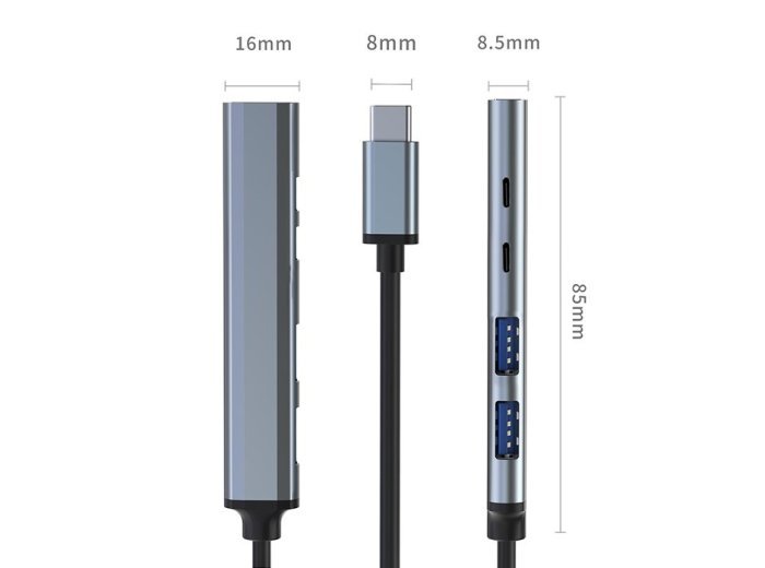 HUB adapter USB-C 3.1 5w1 | USB-C PD | USB-C | 2x USB 2.0 | USB  3.0