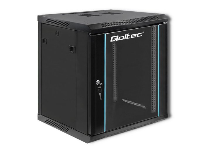 Qoltec Szafa RACK 19" | 12U | 600 x 635 x 600 | Czarna | Wisząca