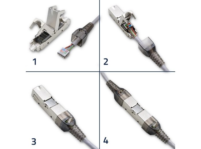 Wtyk RJ45 beznarzędziowy STP | CAT6 | JACK PIN | T568B | T568A