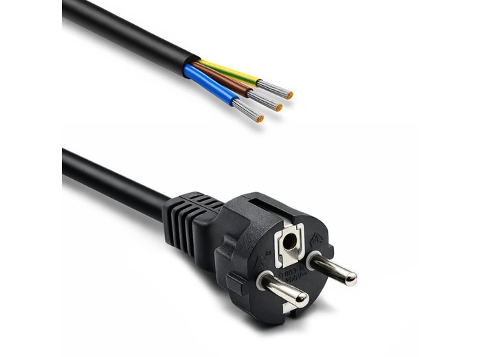 Kabel zasilający SCHUKO CEE 7/7 (E/F) | miedź Cu | odizolowany lutowany | 3x1.5mm2 | 1.8m