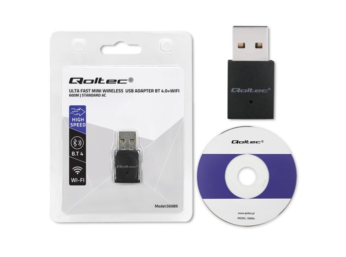 Adapter bezprzewodowy Ultra szybki mini WiFi Standard AC | BT 4.0USB | 600Mbps