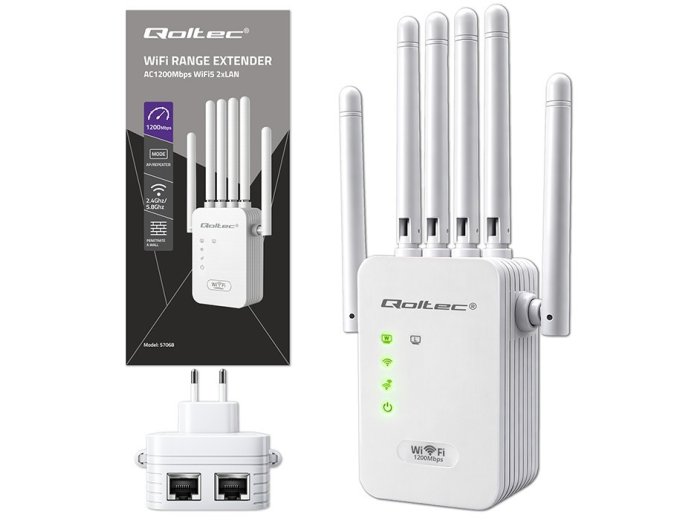 Wzmacniacz syganłu WiFi 5 | Repeater | Access Point | AC1200 Mb/s| 6 anten | 2xRJ45 | 128MB