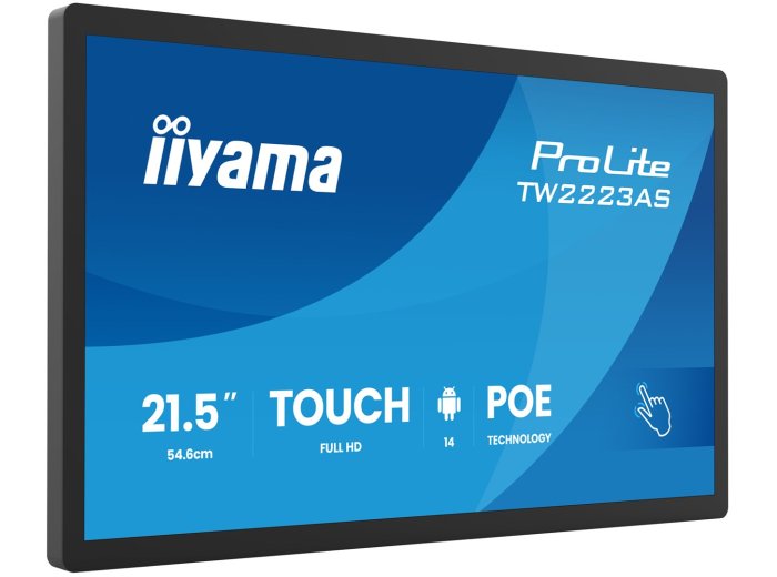 iiyama TW2223AS-B3P signage display Interaktywny płaski panel 54,6 cm (21.5") Wi-Fi 450 cd/m2 Full HD Czarny Ekran dotykowy Procesor wbudowany Android 24/7