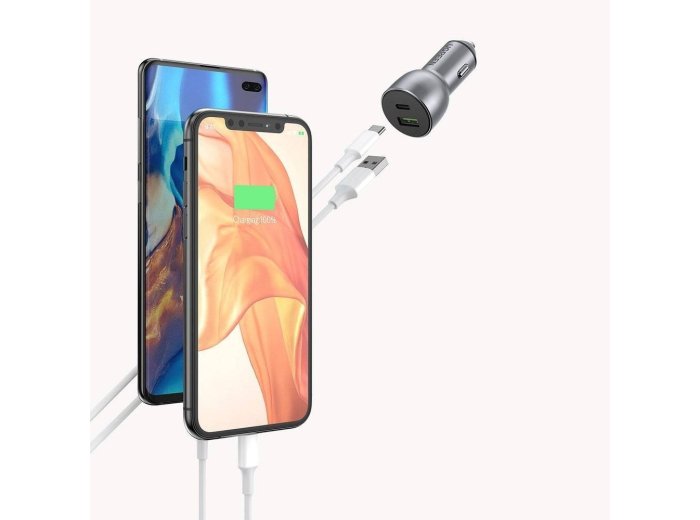 Ugreen  ładowarka samochodowa USB / USB Typ C Quick Charge 3.0 Power Delivery 36 W 3 A szary