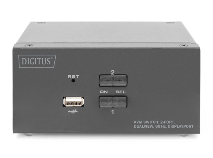 Przełącznik KVM, 2 portowy, 4K 60Hz, 4xDP IN, 2xDP OUT, 2xUSB A, 2x Audio IN&OUT