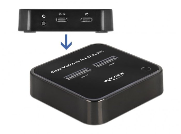 DeLOCK Stacja dokująca M.2 dla 2 x M.2 SATA SSD z funkcją klonowania