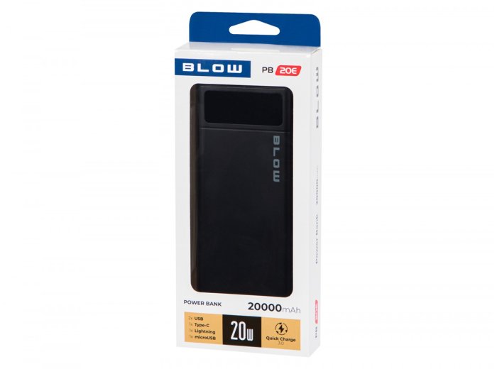 PowerBank PB20E QC+PD 20W 20000mAh+lightning Czarny