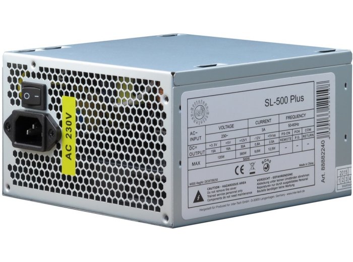 Inter-Tech SL-500 Plus moduł zasilaczy 500 W 20+4 pin ATX ATX Srebrny