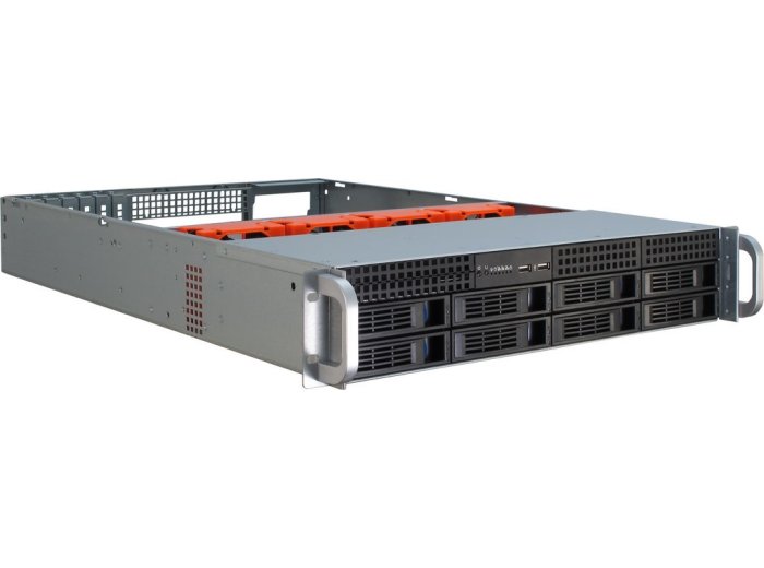 Inter-Tech IPC 2U-2408 Rack Czarny, Stal nierdzewna