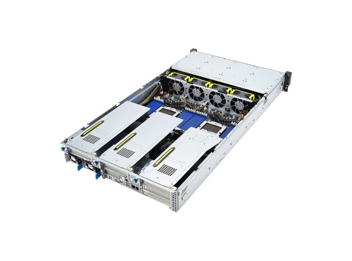 Platforma Asus Rack (2U) RS720A-E12-RS24U AMD Epyc 9004 (24x NVMe, 2xM.2, 3xGPU, 2x10Gbe, IPMI, 1+1 2600W)