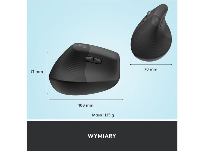 Mysz Lift Grafit dla leworęcznych 910-006474