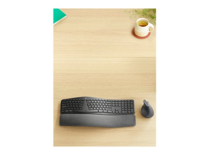 Logitech Ergo K860 klawiatura Biuro RF Wireless + Bluetooth Amerykański międzynarodowy Grafitowy