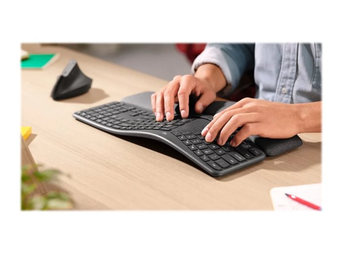 Logitech Ergo K860 klawiatura Biuro RF Wireless + Bluetooth Amerykański międzynarodowy Grafitowy
