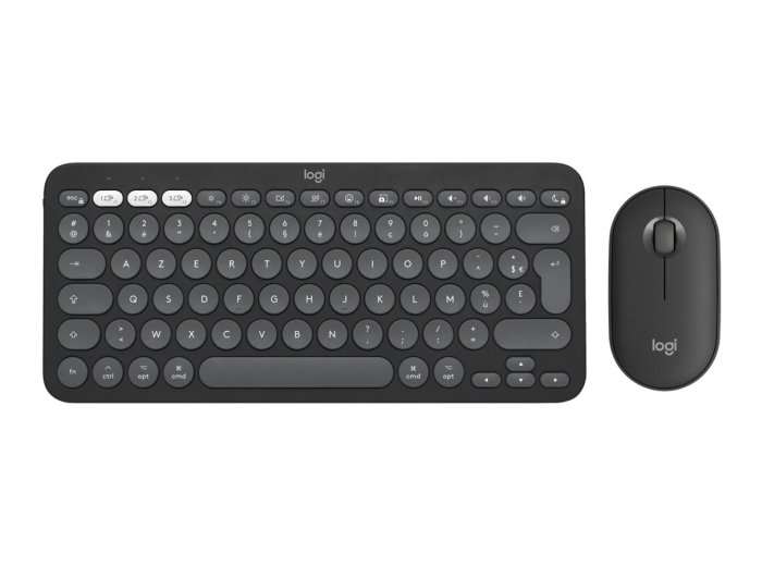 Logitech 920-012244 klawiatura Dołączona myszka Uniwersalne RF Wireless + Bluetooth QWERTY Amerykański międzynarodowy Grafitowy