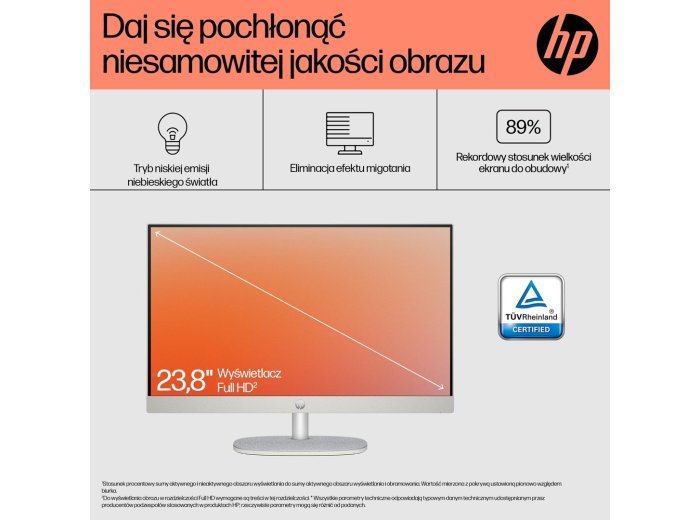 HP AiO 24-cr0312nw Ryzen 5 7520 23.8" FHD IPS 250nits AG 16GB DDR5 SSD512 Radeon 610M Cam720p kB+Mouse Win11 Shell White 2Y