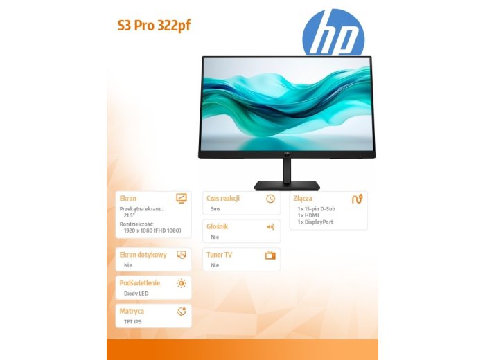 Monitor 21.5 cala S3 Pro 322pf FHD MNTR 9U5B0UT#ABB