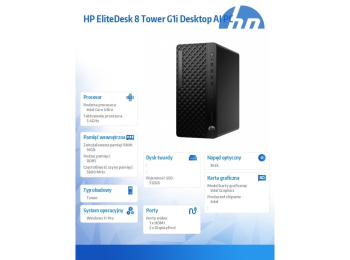 Komputer EliteDesk 8 Tower G1i U5-235 512GB/16GB/W11P A55S1ET